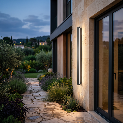 Solaire Linear Wall Light — Brushed Aluminum, Weatherproof
